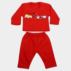 Infants' Red Round Neck Graphic Baba Suit, Red, small
