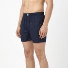 Men's Navy Blue Relaxed Fit Printed Boxers, नेवी ब्लू, small