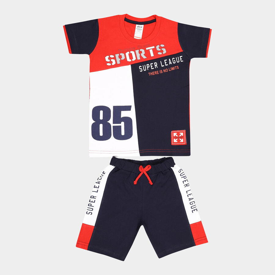 Boys Cotton Baba Suit, Red, large image number null