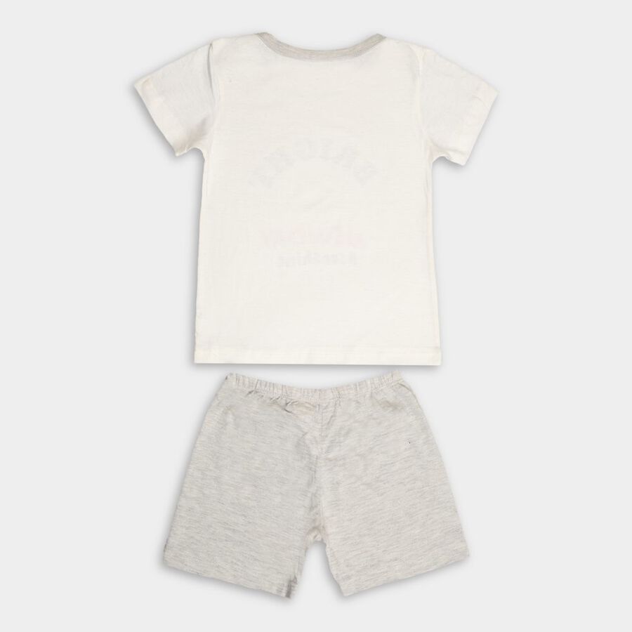 Infant Boy's Cotton Baba Suit, Melange Light Grey, large image number null