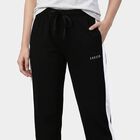 Women's Black Slim Fit Cuffed Track Pants, काला, small