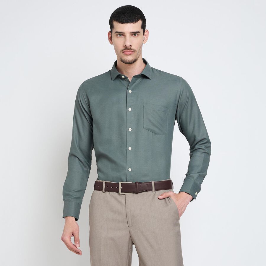 Men's Formal Shirt , Dark Green, large