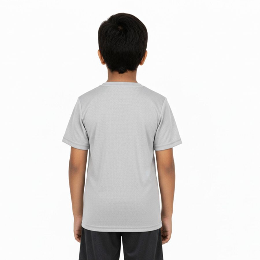 Boys Light Grey Crew Neck Casual Half Sleeve T-Shirt, हल्का ग्रे, large image number null