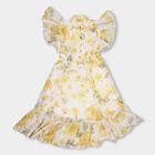 Girls' Bright Yellow Ruffle Sleeve Bohemian Dress, पीला, small image number null