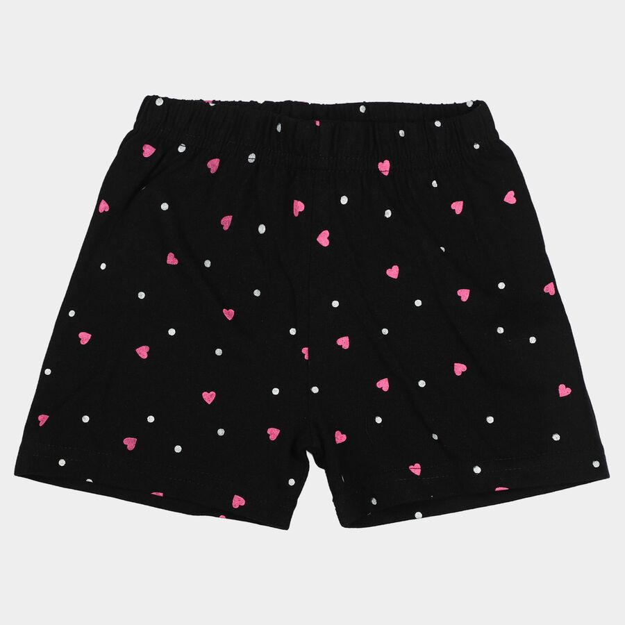 Girls Black Regular Fit Casual Shorts, काला, large
