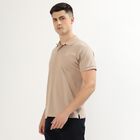 Men's Muted Beige Polo Collar Classic T-Shirt, Beige, small