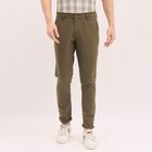 Men's 100% Cotton Cross Pocket Slim Fit Casual Trousers, Olive, small image number null