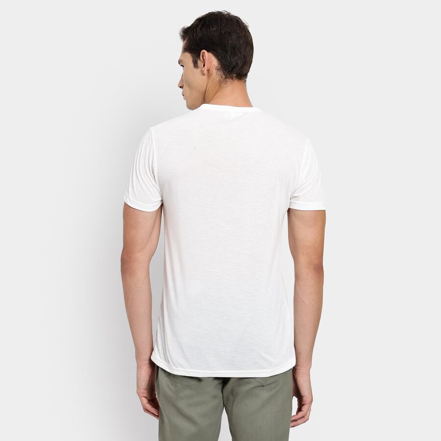 Men's Round Neck Half Sleeves T-Shirt, White, large image number null