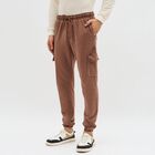 Men's Washed Brown Relaxed Fit Cargo Jogger, भूरा, small image number null