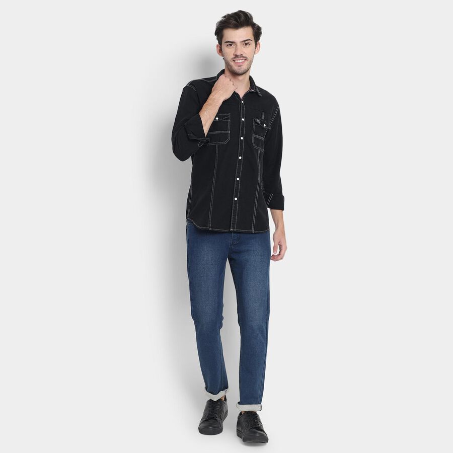 Men's 100% Cotton Casual Shirt , काला, large image number null