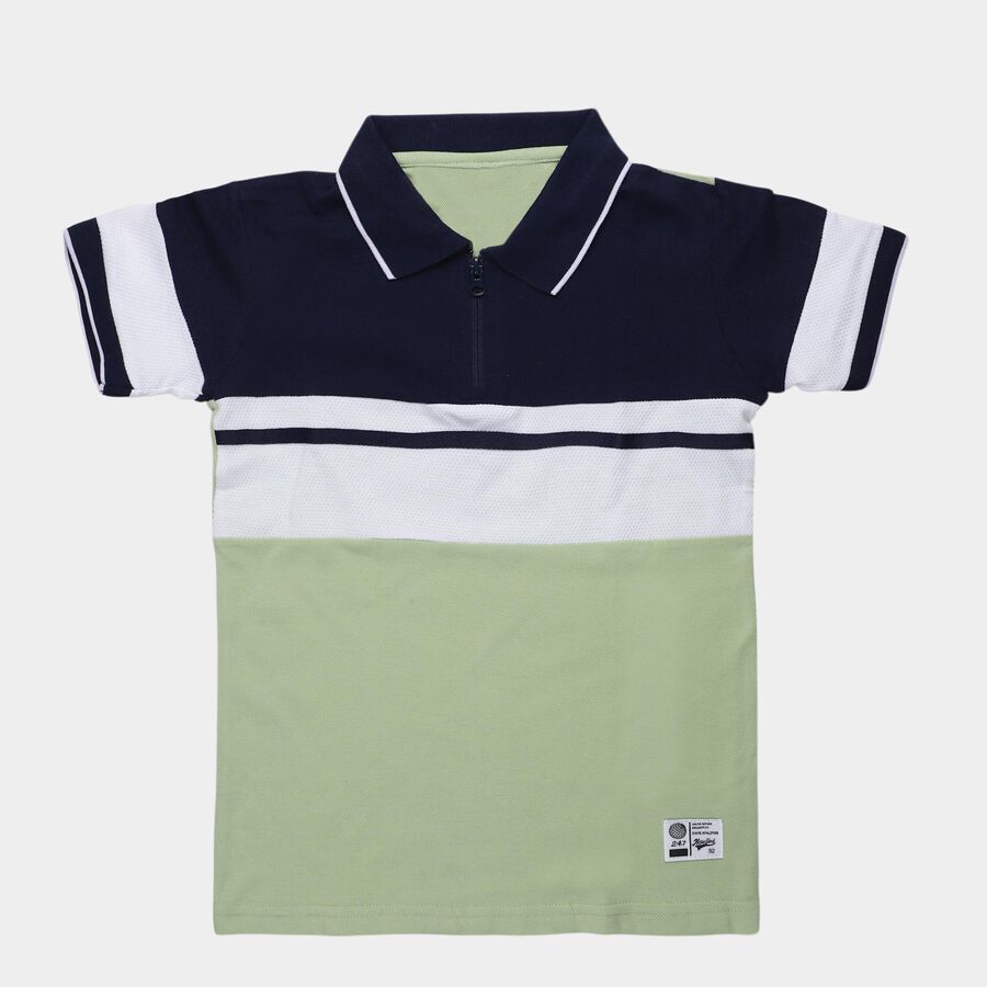 Boys Mint Green Crew Neck Graphic Printed T-Shirt, Light Green, large