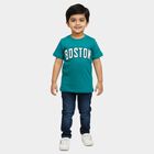 Boys Teal Green Crew Neck Casual T-Shirt, Dark Green, small