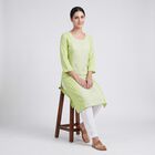 Women's Mint Green Round Neck Printed Straight Kurta, Light Green, small