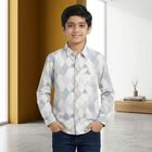 Boys White Cotton Collar Regular Fit Shirt, White, small
