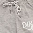 Boys' Light Grey Dinosaur Printed Cotton Blend Pyjama, Melange Light Grey, small image number null