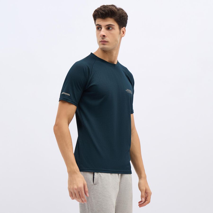 Men's Dark Teal Crew Neck Athleisure T-Shirt, Teal Blue, large