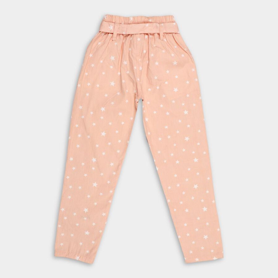 Girls' 100% Cotton Trousers, Peach, large image number null
