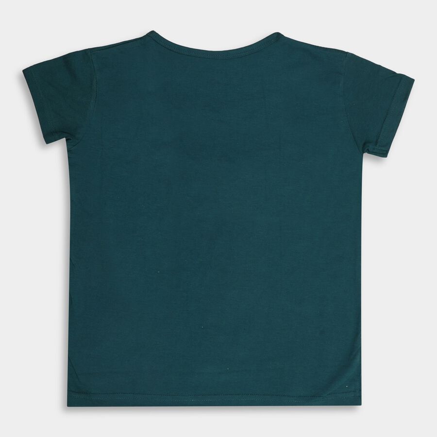 Girls' T-Shirt, गहरा हरा, large image number null