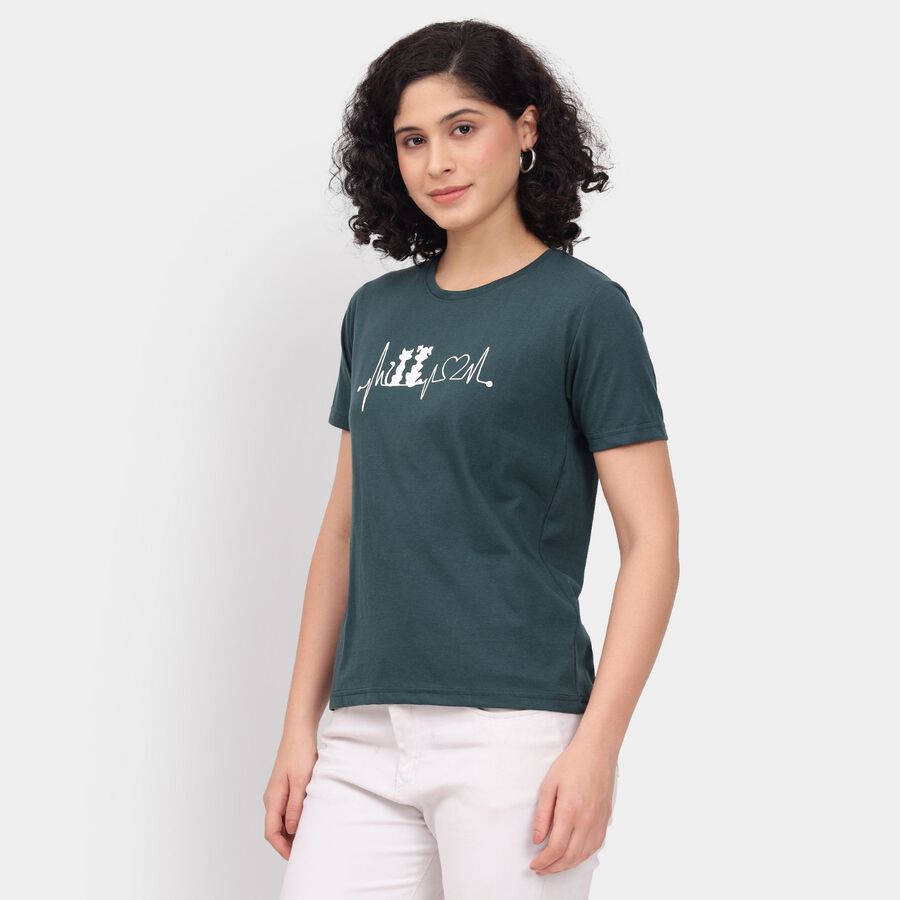 Ladies' Round Neck T-Shirt, Dark Green, large image number null