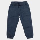 Boys' Navy Blue Jogger Fit Paneled Jeans, गहरा नीला, small