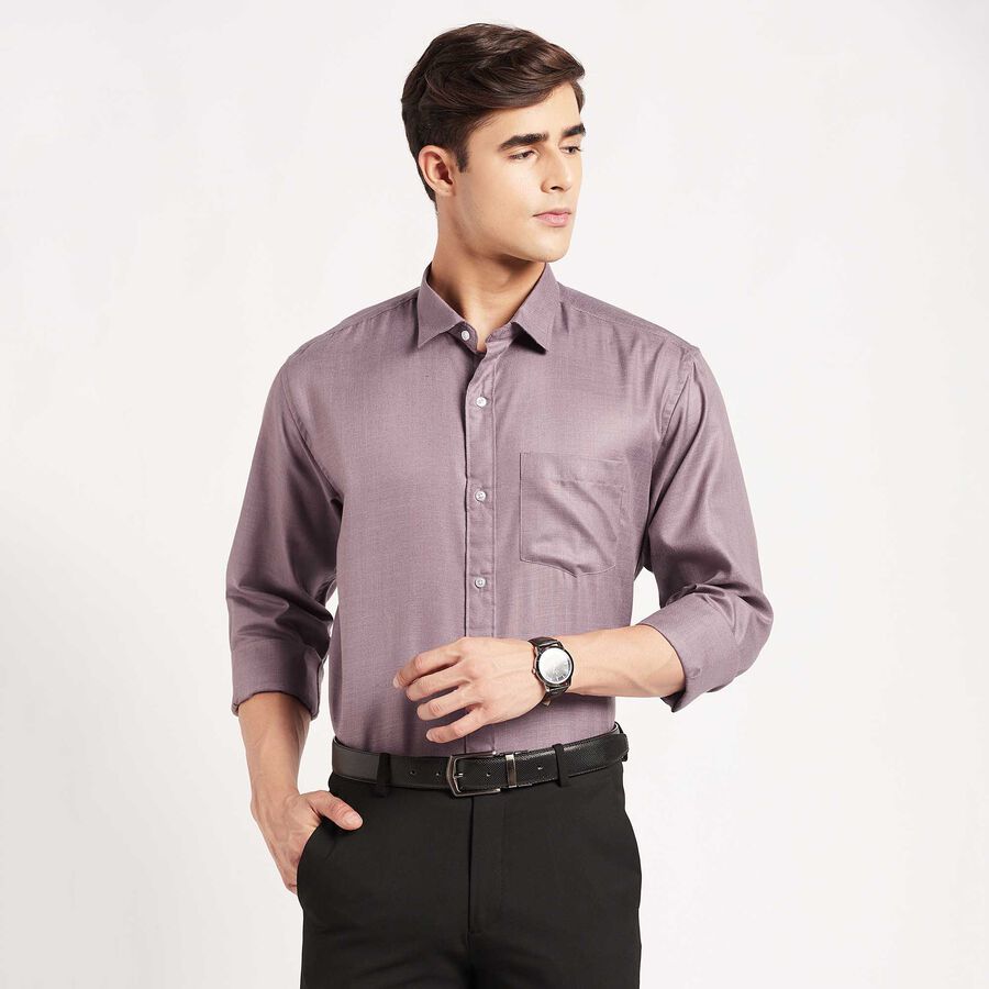 Solid Regular Collar Formal Shirt, Purple, large image number null