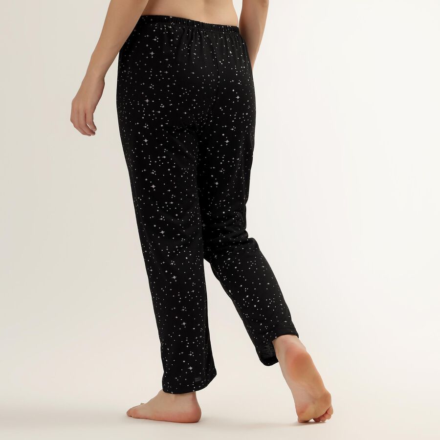 Women's Black Regular Fit Solid Pyjama, काला, large