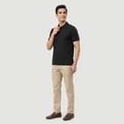 Men's Black Collared Neck Casual T-Shirt, Black, small