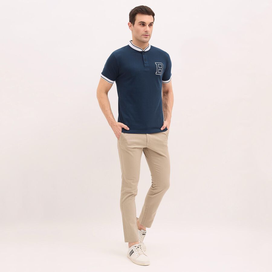 Men's Cross Pocket Slim Fit Casual Trousers , गहरा पीला, large image number null