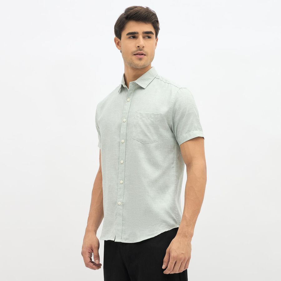 Men's Light Sage Green Slim Fit Classic Casual Shirt, Light Green, large image number null