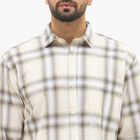 Men's Beige Cotton Spread Collar Casual Shirt, हल्का हरा, small image number null