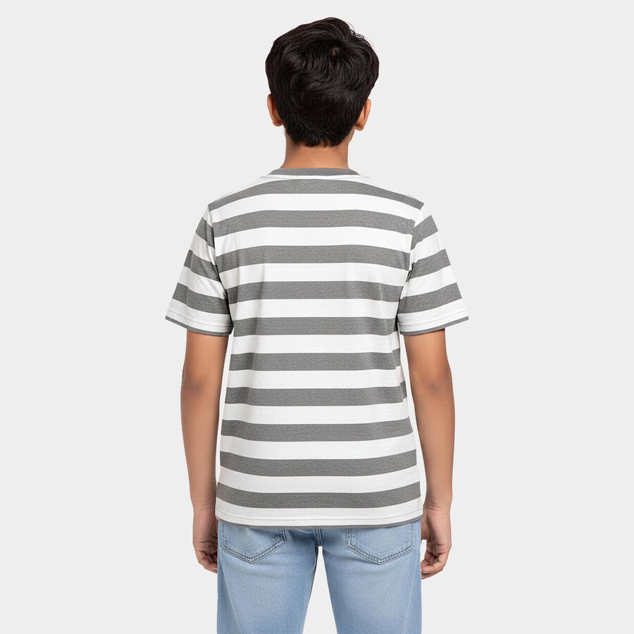 Boys Grey Crew Neck Casual Boys T-Shirt, Light Grey, large