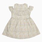 Girls' Pastel Floral Cold Shoulder Ruffle Frock, Off White, small image number null