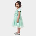 Girls' Mint Green Fit and Flare Floral Applique Party Wear Frock, Light Green, small