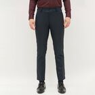 Men's Jet Blue Slim Fit Formal Trousers, Dark Blue, small