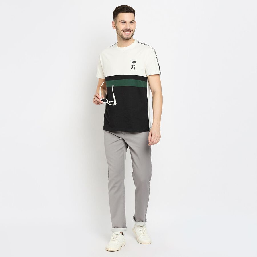 Men's 100% Cotton Round Neck Half Sleeves T-Shirt , White, large image number null