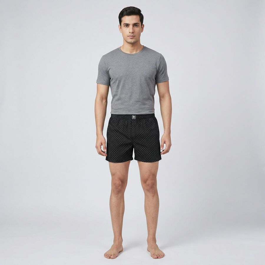 Men's Black Regular Fit Solid Boxers, काला, large
