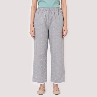 Women's Grey Regular Fit Printed Palazzos