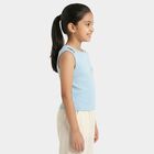 Girls Light Blue Round Neck Casual T-Shirt, हल्का नीला, small