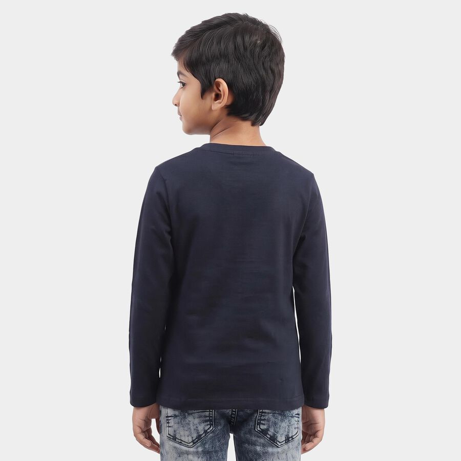 Boys Navy Blue Round Neck Regular Boys T-Shirt, नेवी ब्लू, large