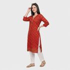 Women's Fuchsia Round Neck Printed Kurta, Fuchsia, small