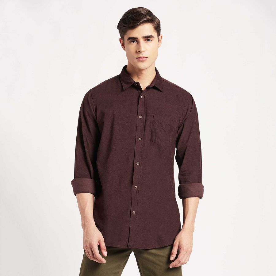 Solid Cotton Casual Shirt, Brown, large image number null