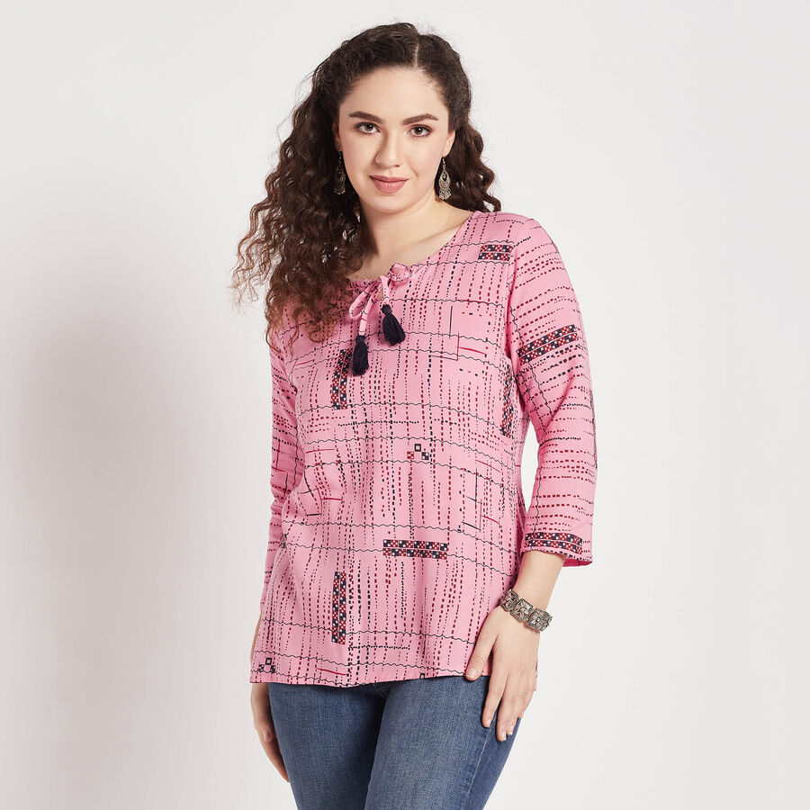 All Over Print Straight Kurti, गुलाबी, large image number null