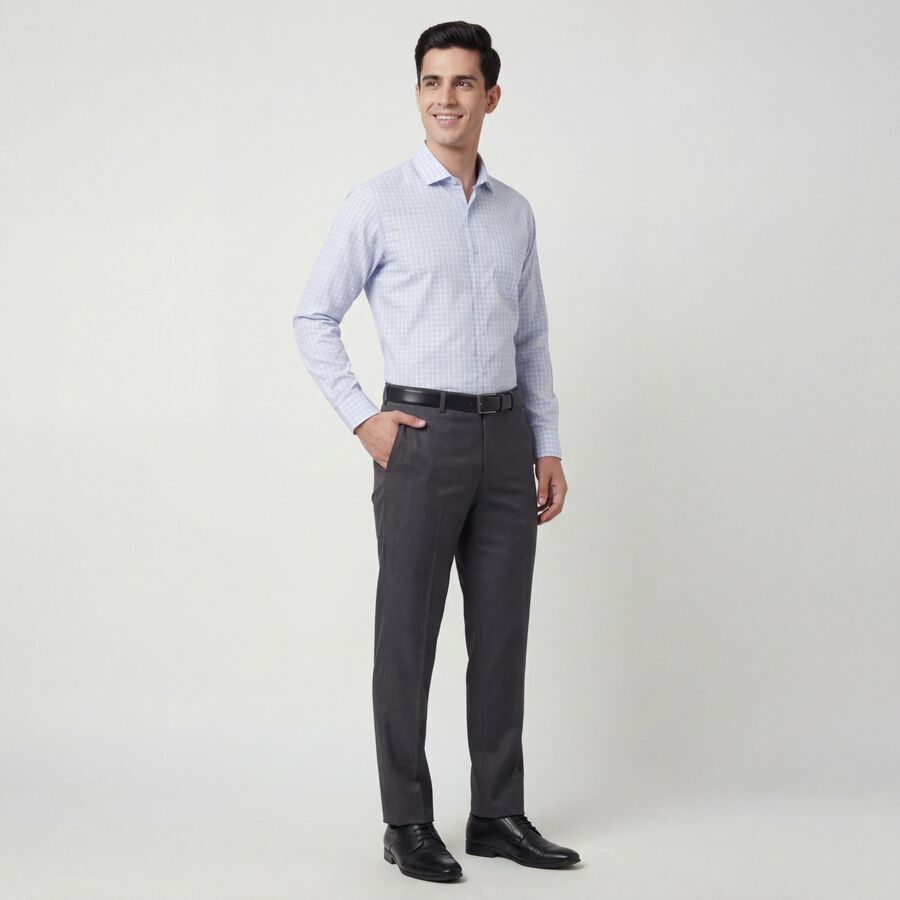 Men's Light Blue Spread Collar Classic Formal Shirt, Light Blue, large