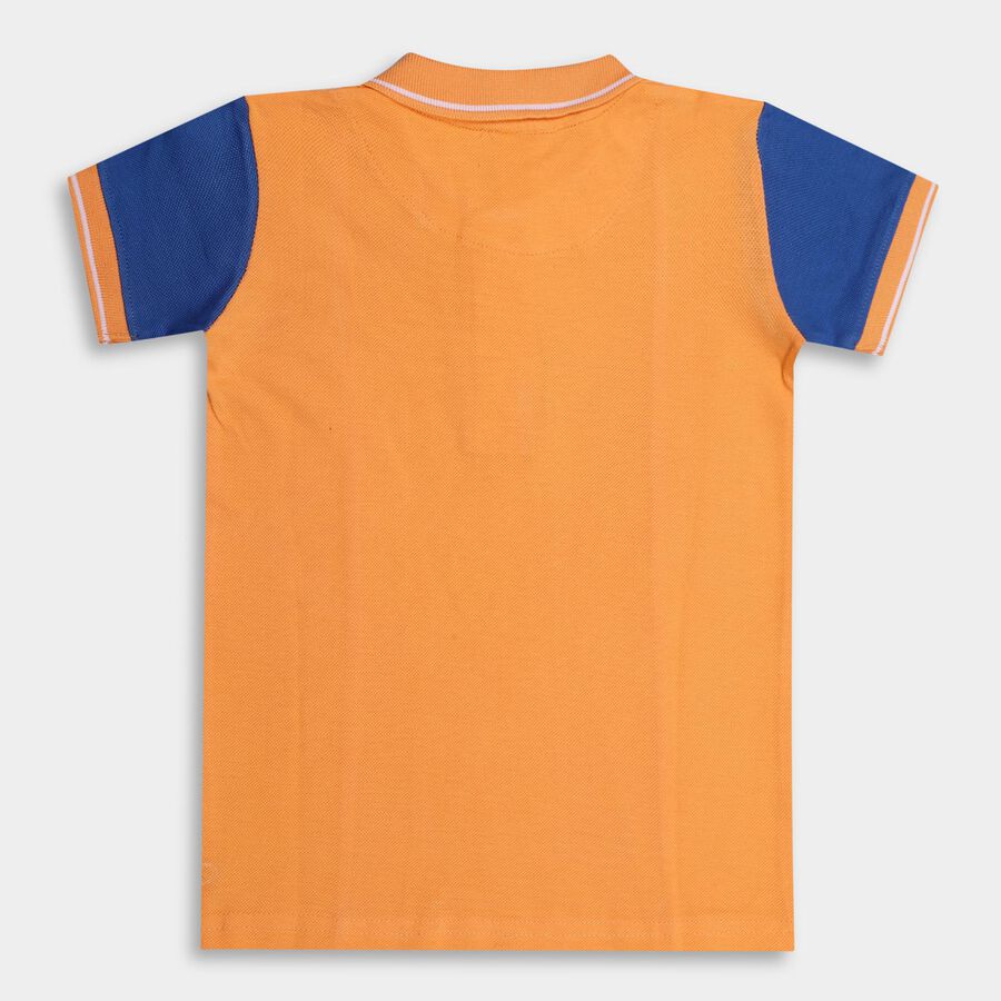 Boys' 100% Cotton Collar Half Sleeves T-Shirt, Orange, large image number null