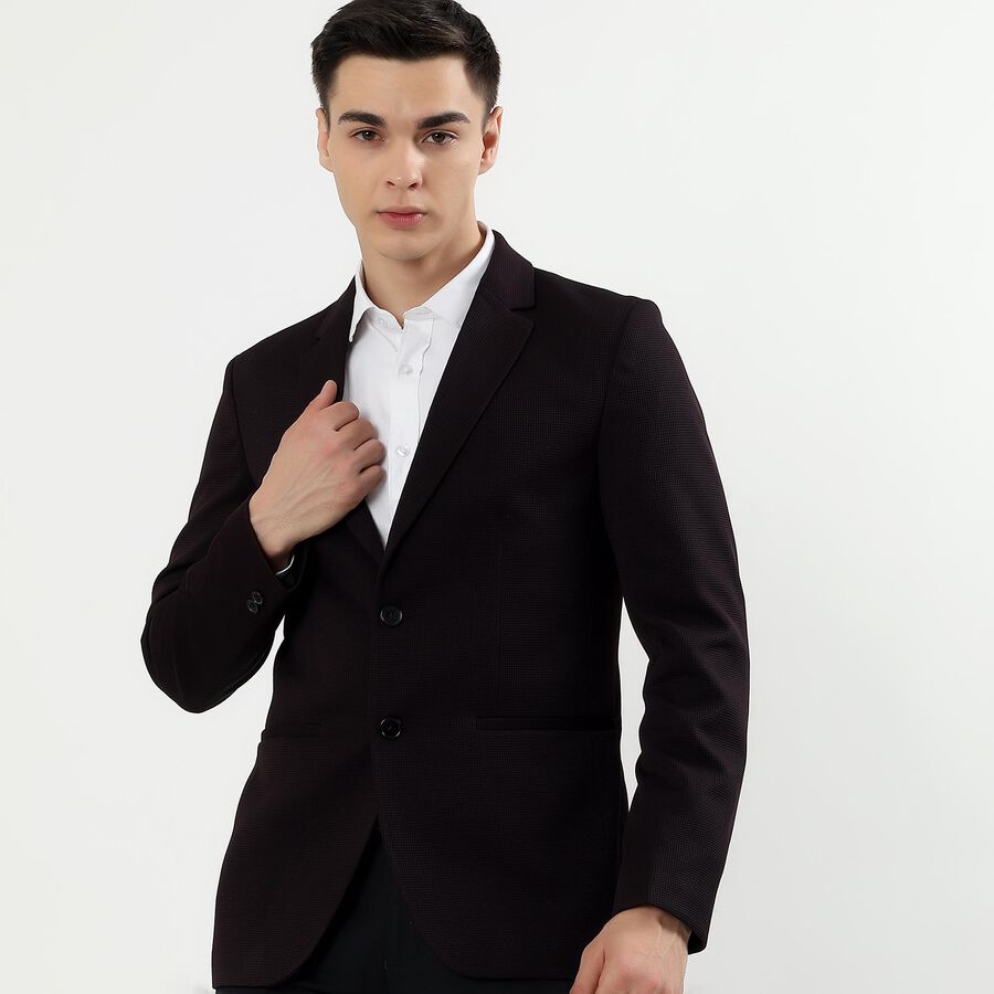 Men's Deep Wine Slim Fit Single-Breasted Blazer, वाइन, large image number null