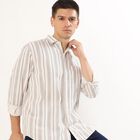 Men's Off White Cotton Classic Casual Shirt, रस्ट, small image number null