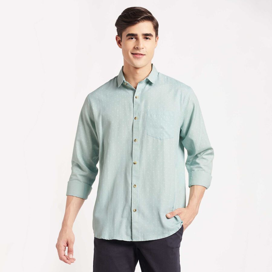 Regular Collar Casual Shirt, Light Green, large image number null