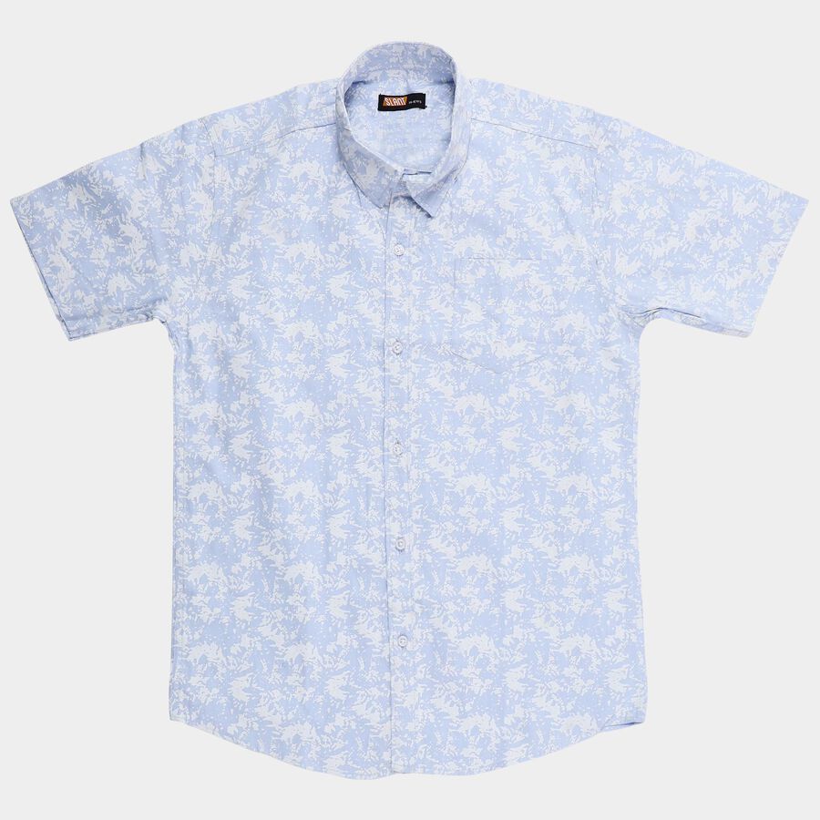 Boys' Light Blue Cotton Button Down Collar Casual Shirt, Light Blue, large