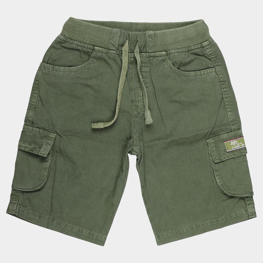 Boys Olive Green Cargo Cotton Jamaican Shorts, Olive, large