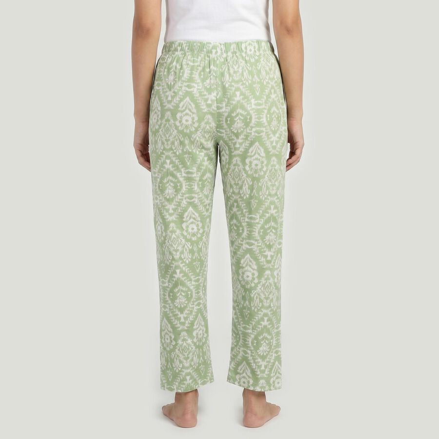 Women's Green Regular Fit Printed Lounge Pyjama, हल्का हरा, large